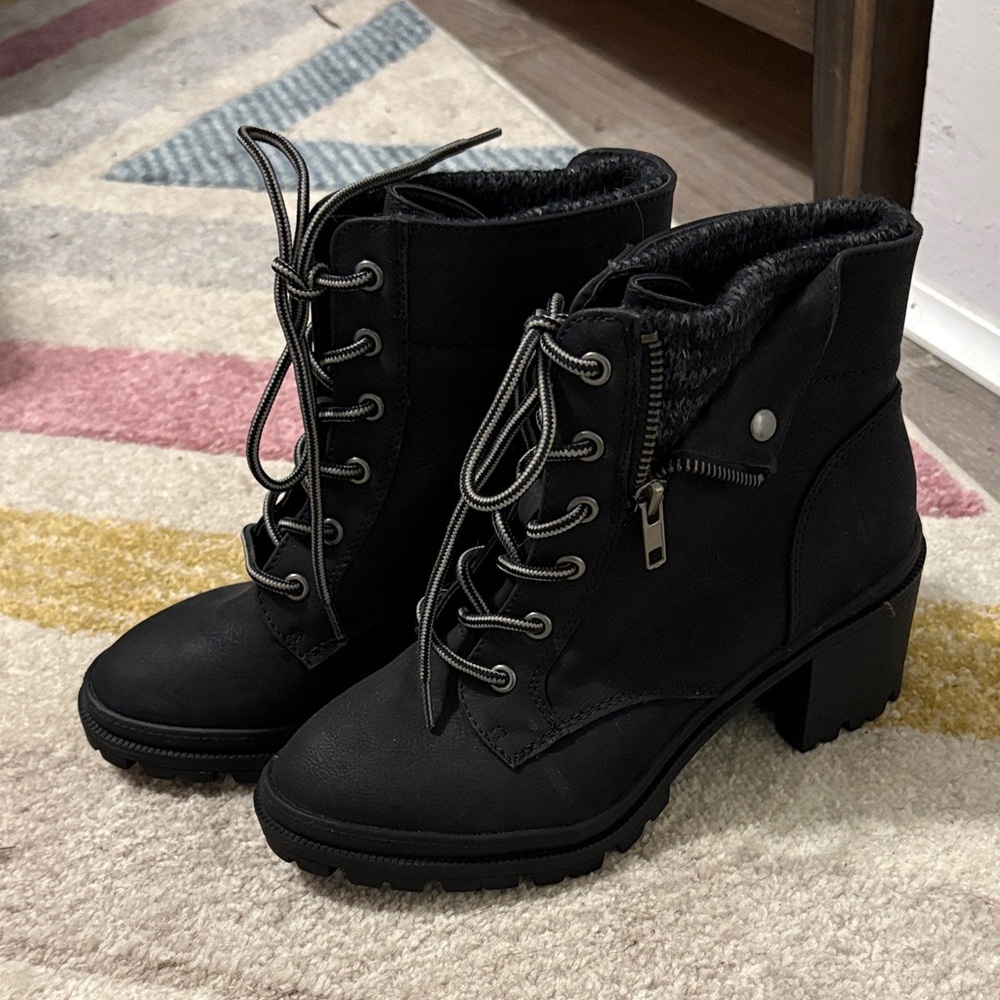 Jelly pop Black Women's Lace-Up Ankle Boot Heels